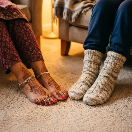 Unique Image of Young South Asian and Elderly Caucasian Womens' Feet