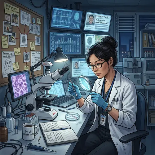 Diverse Asian Criminologist in High-Tech Lab Studying DNA Evidence