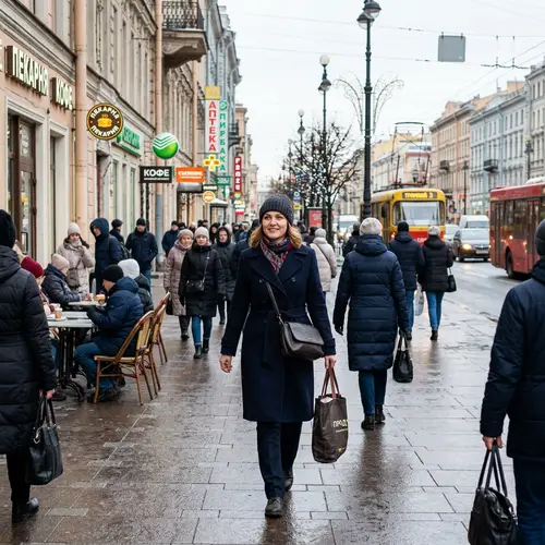 40-Year-Old Russian Woman Enjoying City Life
