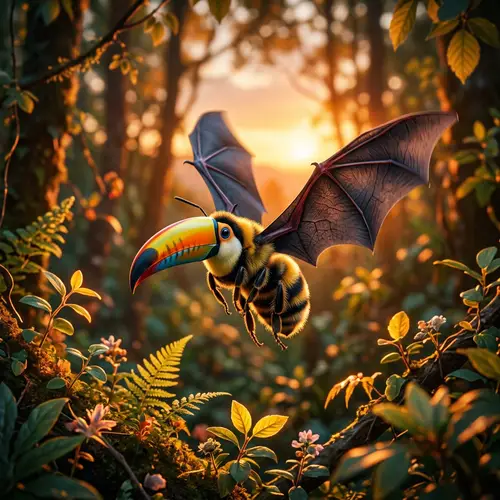 Hybrid Creature of Bee, Vampire Bat, and Toucan