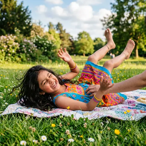 Joyful South Asian Girl Tickled | Brightly Colored Dress
