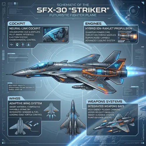 Futuristic Fighter Plane Infographic | Design & Components