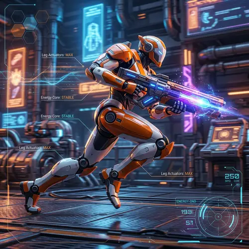 Orange and White Gundam in Dynamic Pose with Beam Sabre