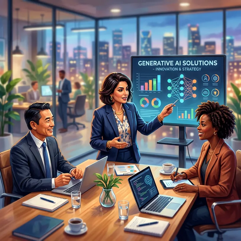 Professional Business Engagement Director Leading AI Strategy in Modern Office Setting