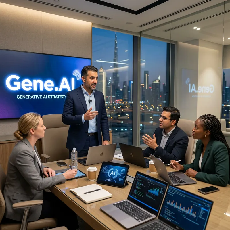Tech Company Director Leading Strategic Discussion on Gene.AI