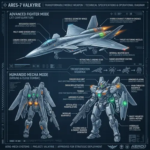 Futuristic Transformable Mecha: Macross VF-1A Blueprint