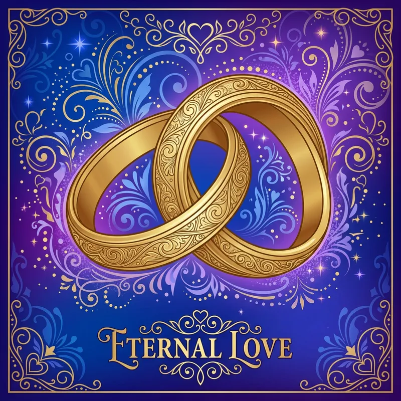 Elegant Golden Rings - Intricate Love & Romance | Blue & Purple Elegant Golden Rings - Intricate Love & Romance | Blue & Purple