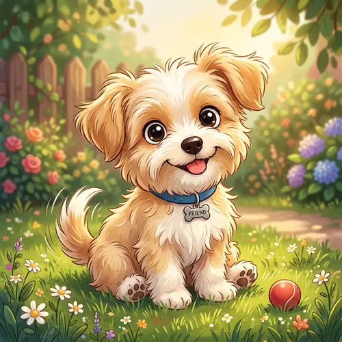 Cute Animated Dog Illustration - Adorable Cartoon Canine