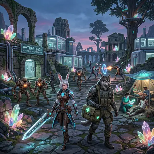 Futuristic Technology and Magic in a Fictional World