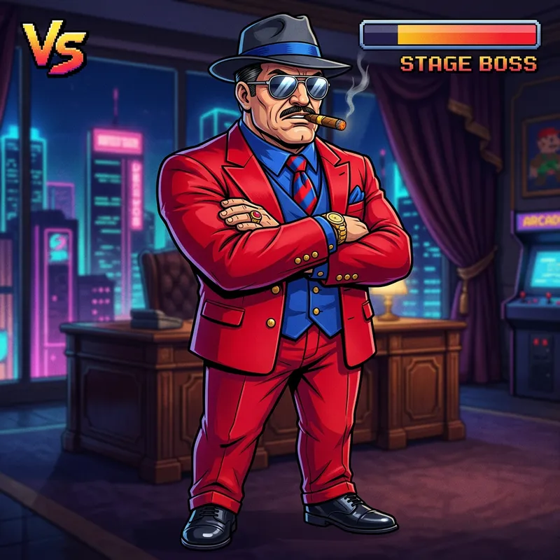 Mario Boss Mafia - Classic Video Game Character in a Stylish Suit