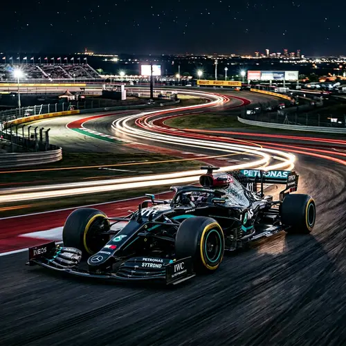 Black and Silver Formula 1 Racing Car at Night | W11 Driver