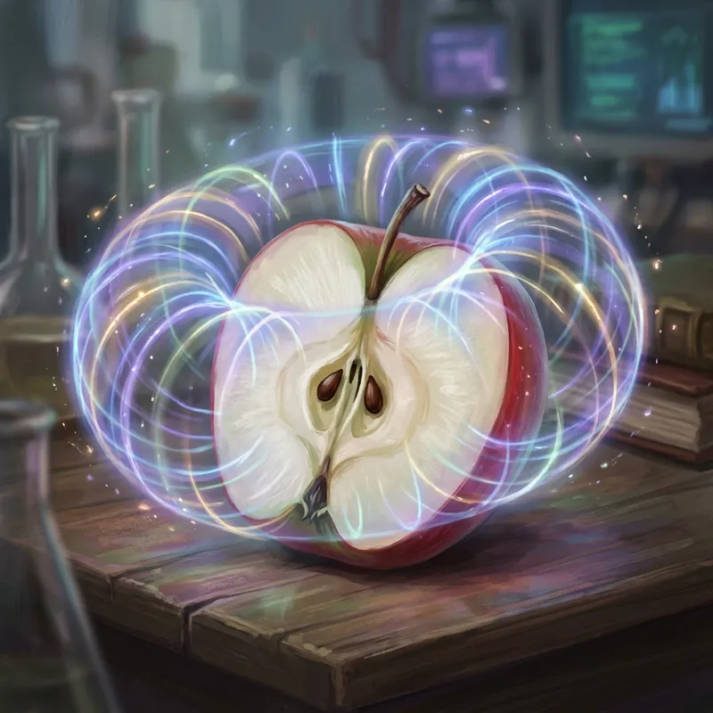Surreal Apple Art with Electromagnetic Field