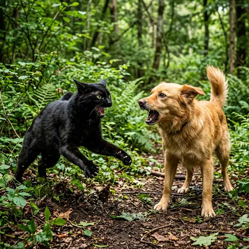 Nature's Power: Cat vs. Dog Territorial Dispute