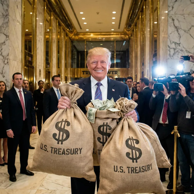 Donald Trump with Money Bags: A Wealthy Icon