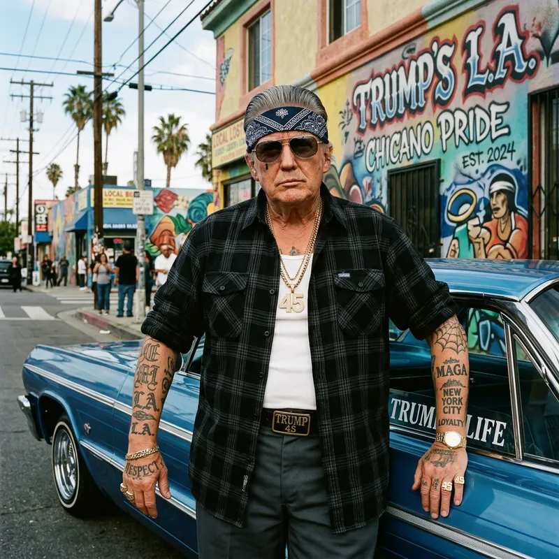 Cholo Donald Trump with Glasses - Unique Artwork