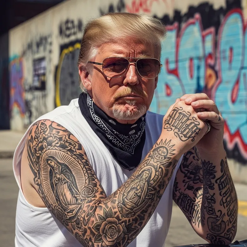 Cholo Donald Trump with Glasses - Unique Artwork