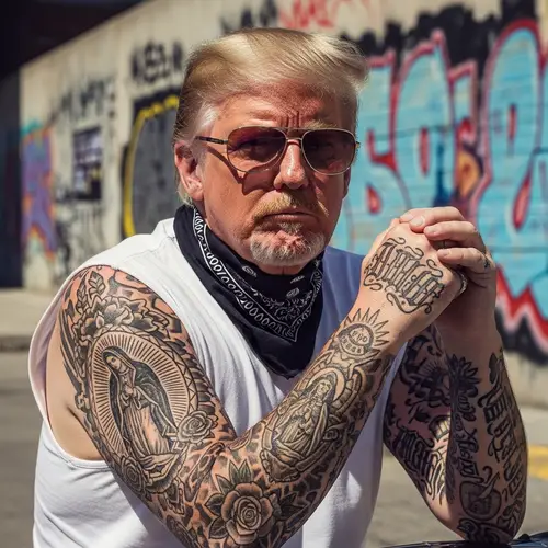 Cholo Donald Trump with Glasses - Unique Artwork