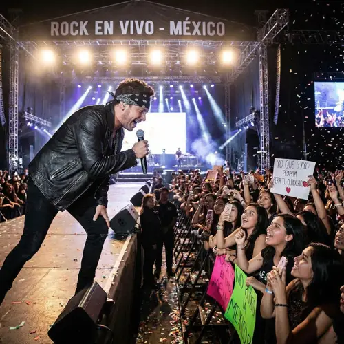 Latin Rock Male Singer Thrills Fans on Stage