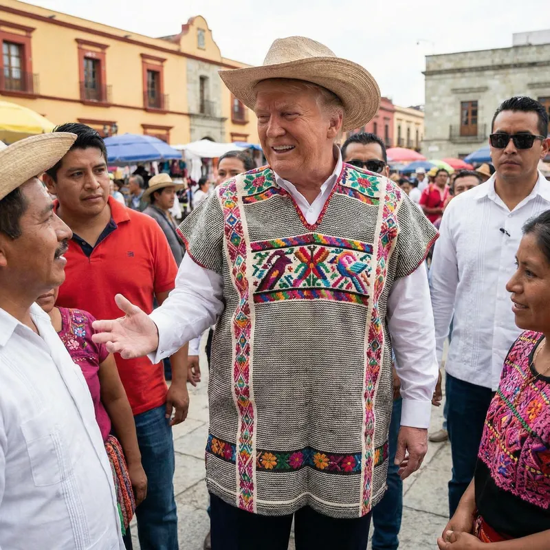 Donald Trump in Traditional Oaxaca Clothes