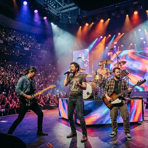 Live Performance by 4 Male Musicians on Stage