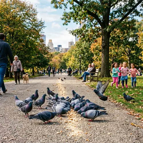 Bustling City Park Pigeons: A Vibrant Scene