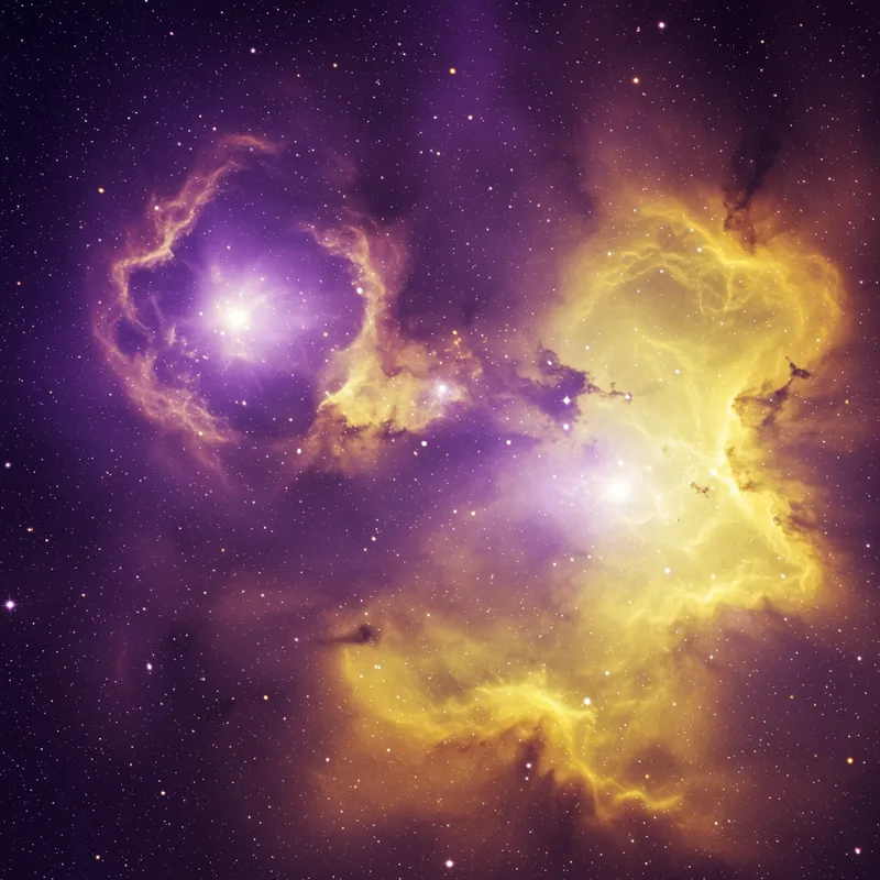 Cosmic Wonders: Purple and Yellow Nebulas