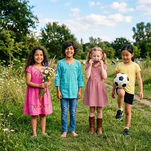 Diverse Girls Celebrating Friendship Outdoors