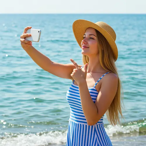 Stunning Selfie of a Woman by the Black Sea
