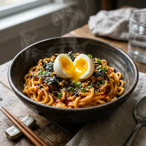 Delicious Korean Carbonara Buldak Noodles Recipe