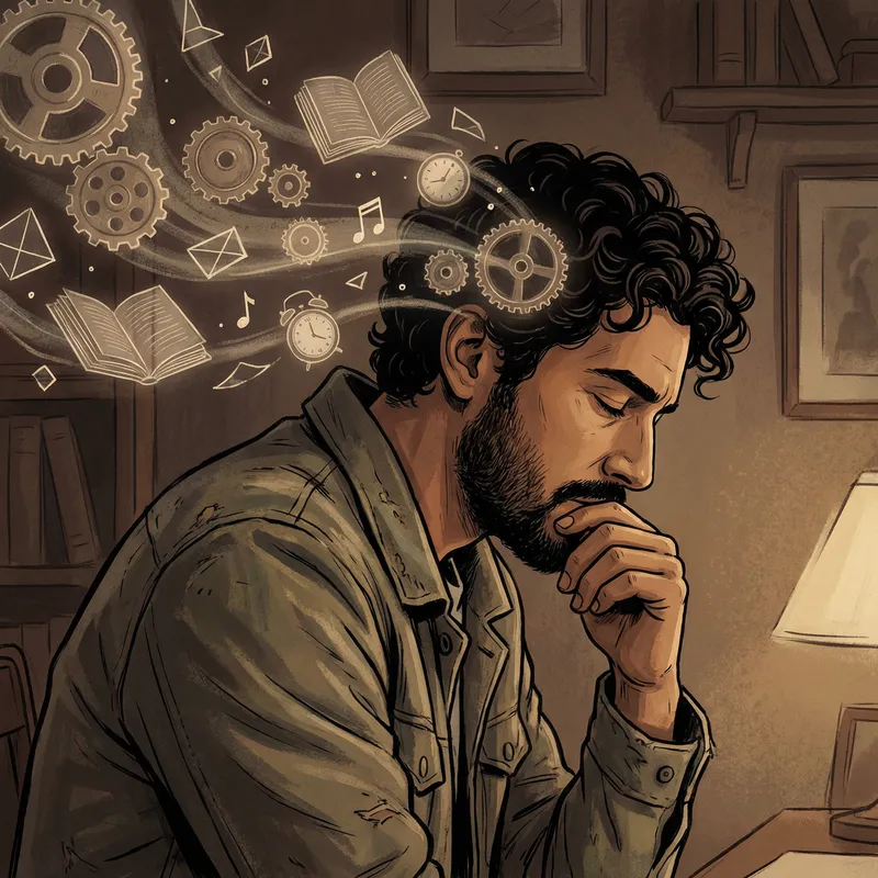 Thoughtful Hispanic Man Absorbing Ideas Thoughtful Hispanic Man Absorbing Ideas