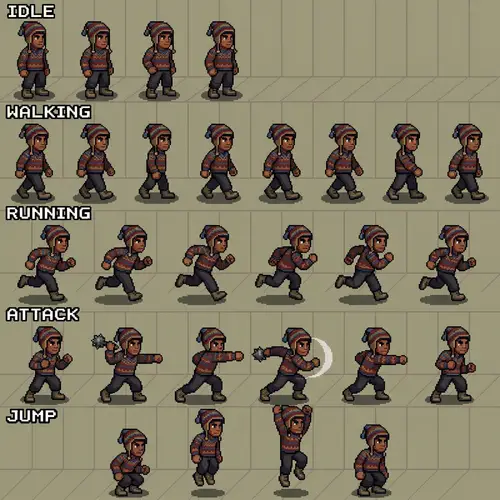 Bolivian 2D Pixel Art Character Animation Sprites