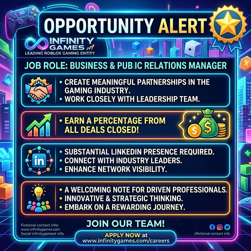 Join Infinity Games: Business and PR Manager Role | π Opportunity Join Infinity Games: Business and PR Manager Role | π Opportunity