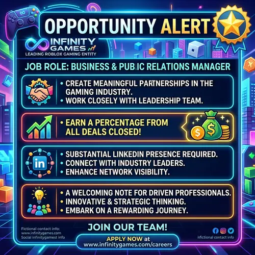 Business and Public Relations Manager at Infinity Games | Opportunity Alert