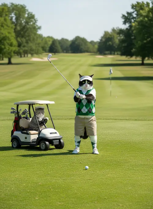 Cats Playing Golf in Style: A Fun Day on the Course