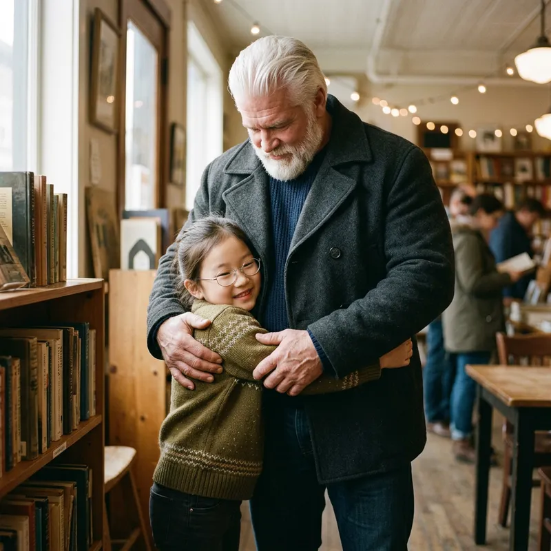 Heartwarming Image of Asian Girl Embraced by Strong White Man Heartwarming Image of Asian Girl Embraced by Strong White Man