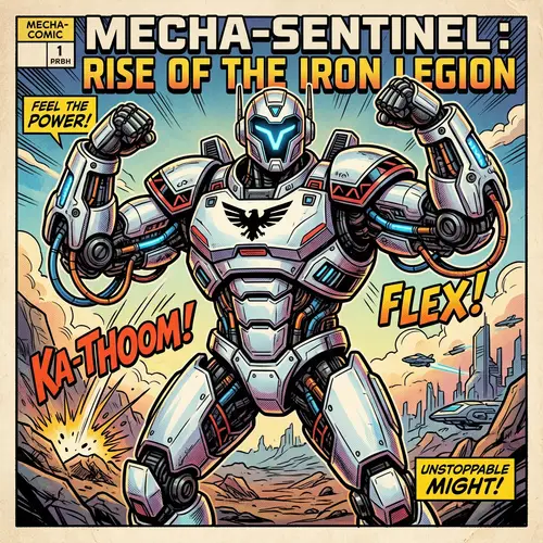 Futuristic Soldier Robot Flexing - Strength & Power