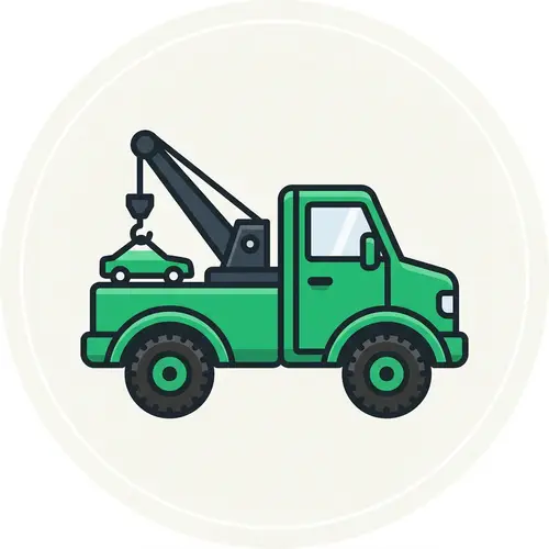 Green Tow Truck Icon Illustration - Simple & Clean Design