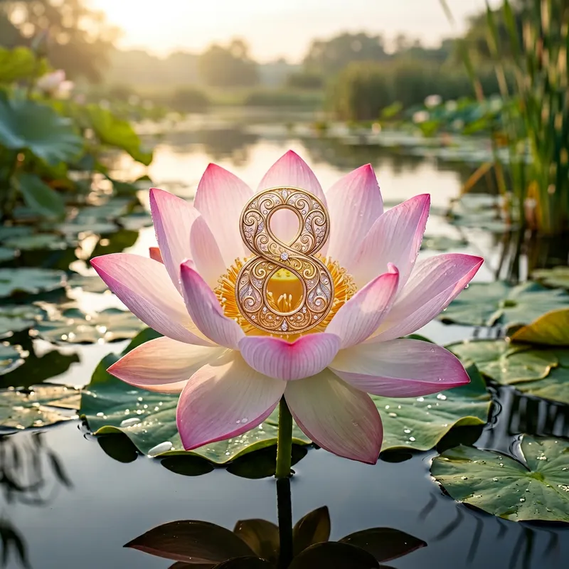 Lotus Flower with Number 8 - Symbol of Harmony