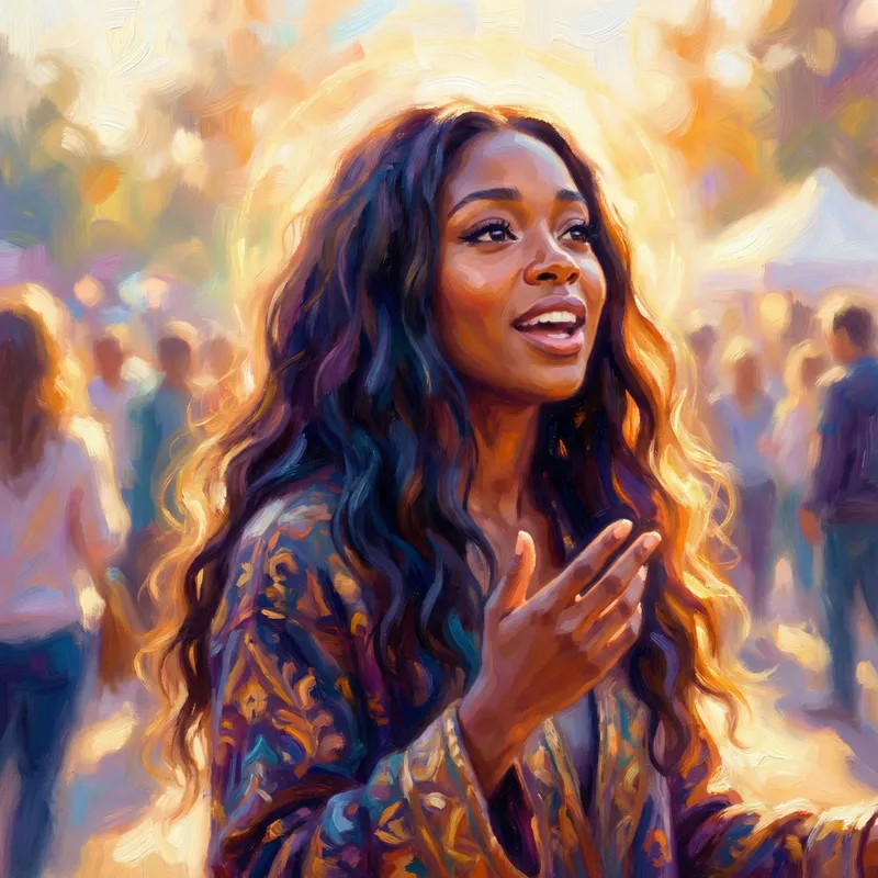 Divine Inspiration: Radiant Model in Luminous Colors