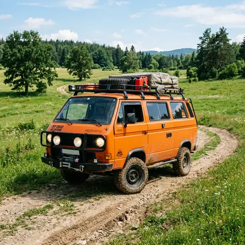 Off-Road Van Adventure in Picturesque Green Field