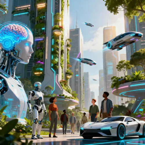 Futuristic AI World: Tech Meets Nature