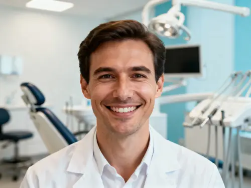 Friendly Dentist Headshot in Professional Setting