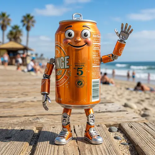 Orange Aluminium Can Character Image