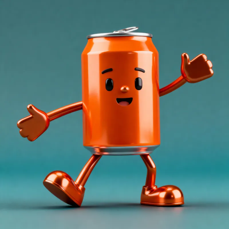 Orange Aluminium Can Character Image