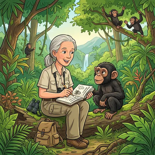 Jane Goodall Cartoon - Fun and Educational Art