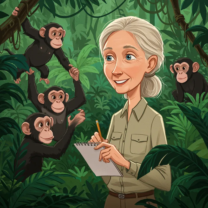 Jane Goodall Cartoon - Fun and Educational Art