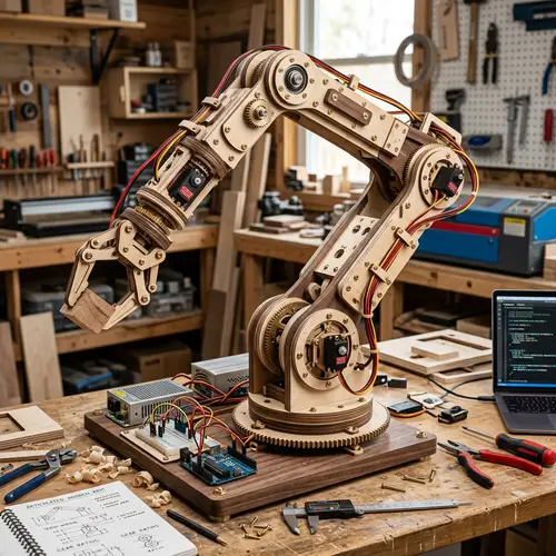 Detailed Articulated Robot Project in Wood