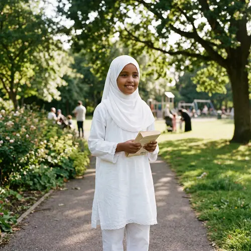 Young Girl in White Hijab | Elegant Outfit for Girls