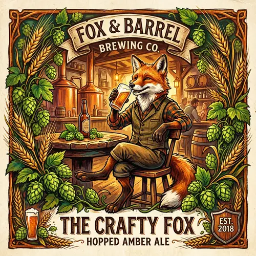 Craft Beer Illustration Featuring Beer-Drinking Fox