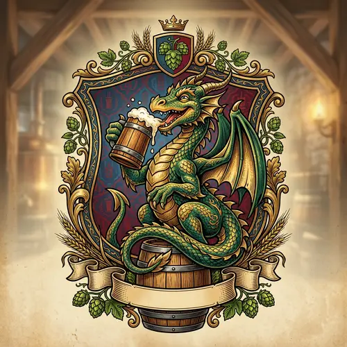 Fantastical Dragon Brewery Emblem for Alehouse